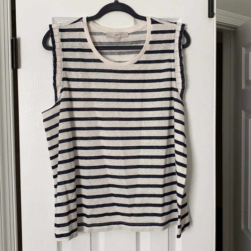 Loft ruffle stripe tank